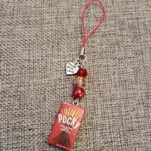 Red Pocky Phone Charm Keychain